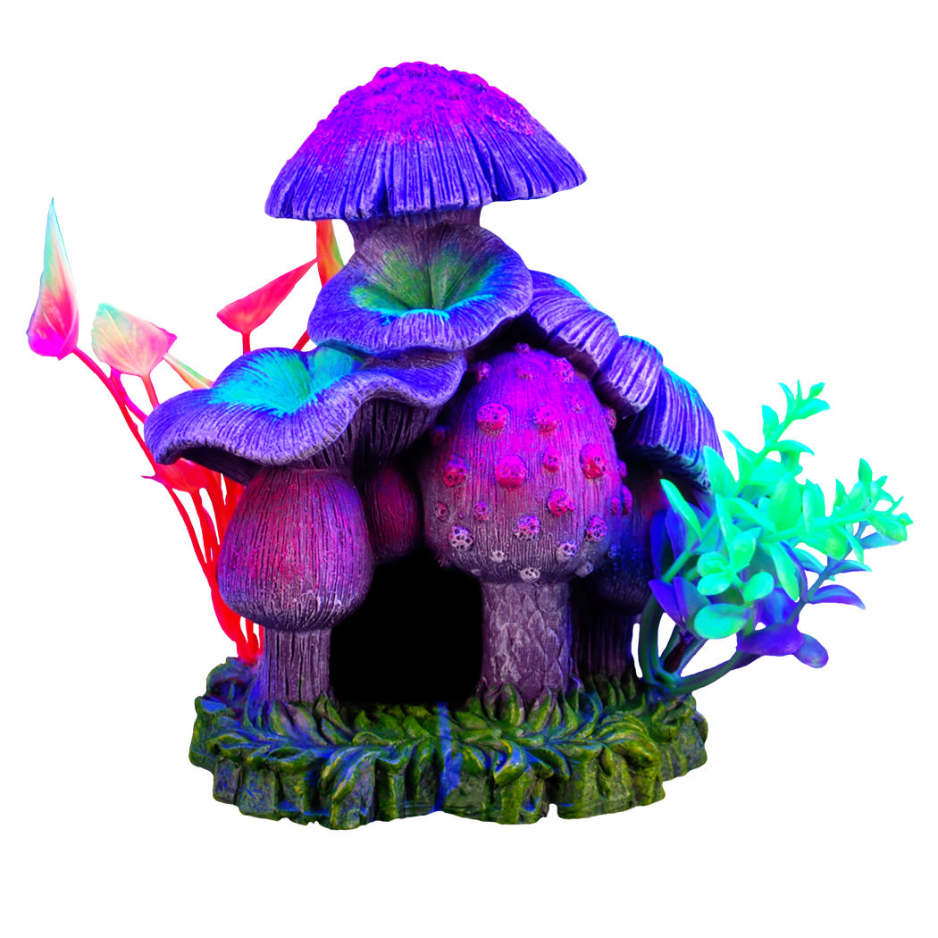 Marina iGlo Ornament – Mushroom House with Plants – Large – 13 cm (5.25 in)