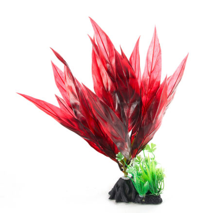 Red Broad Leaf Plastic Plant 8"